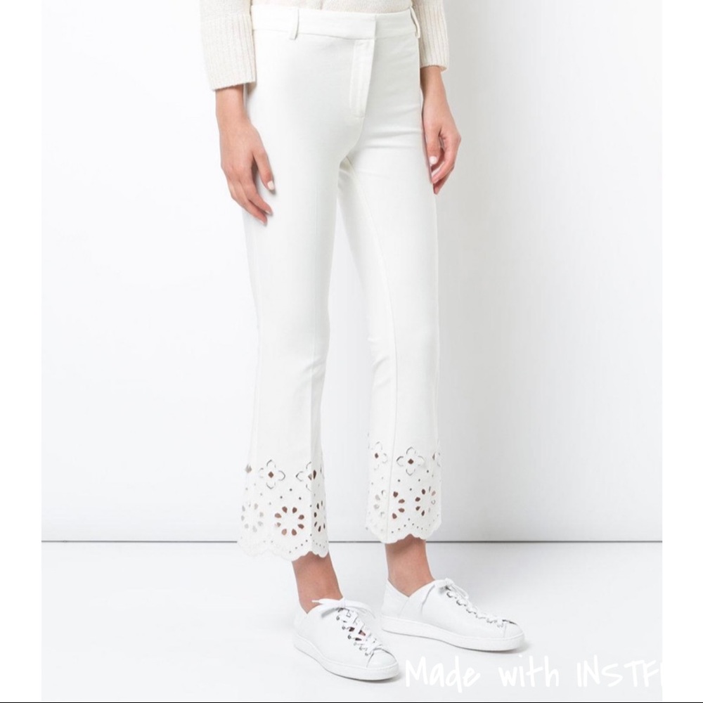 Derek Lam Flare Pant With Eyelet Embroidery 0